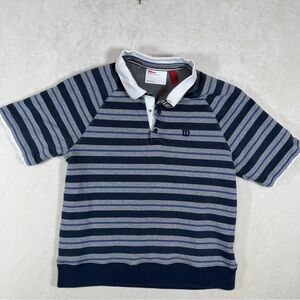 Wilson Men’s Small Thick Cotton Navy and Gray Striped Polo Shirt Sweater Tennis